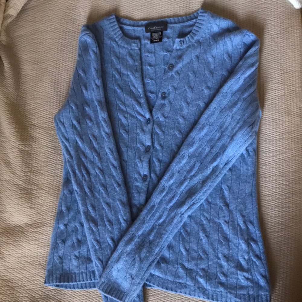 Blue 100% cashmere Lord & Taylor Cardigan